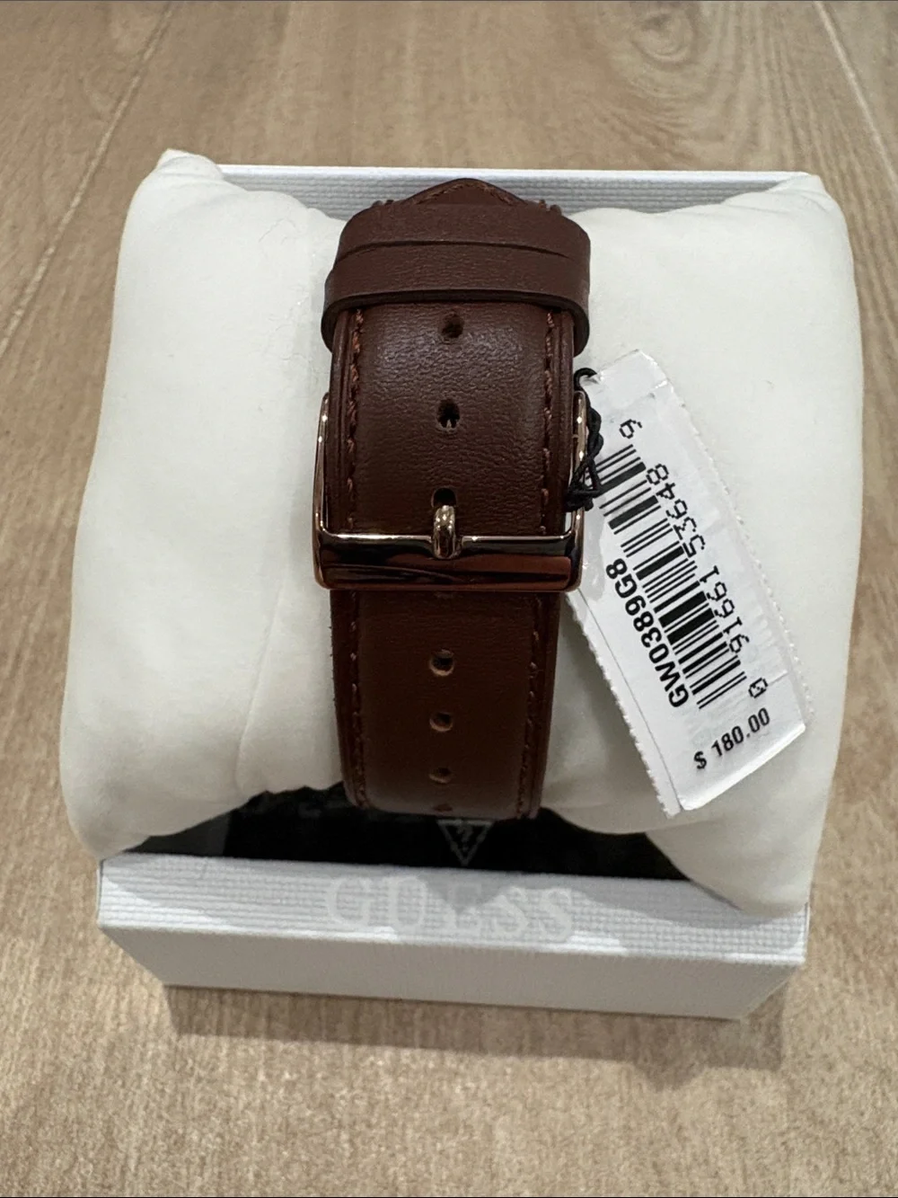 NWT GUESS Men’s Brown Leather Skeleton Dial Watch